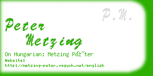 peter metzing business card